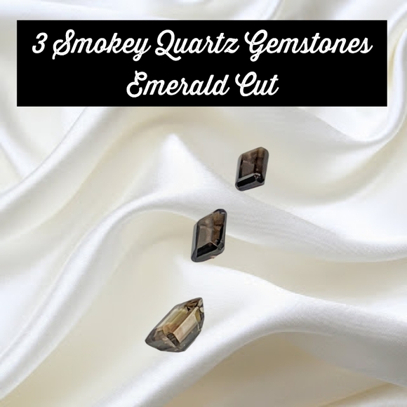 Smokey Quartz Gemstones. Emerald Cut (3 pieces). - Picture 6 of 8
